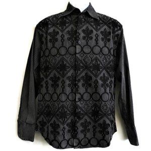 VeLVeT Embroidered Black Roar Shirt Pinstripes Button Front Marius
